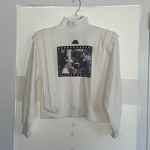 NWT Zara X Star Wars Princess Leia Han Solo Kiss Graphic Print Sweatshirt Size S